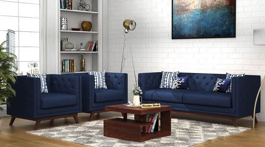 FG DEBORA FABRIC 3+1+1 SOFA SET IN BLUE COLOUR image